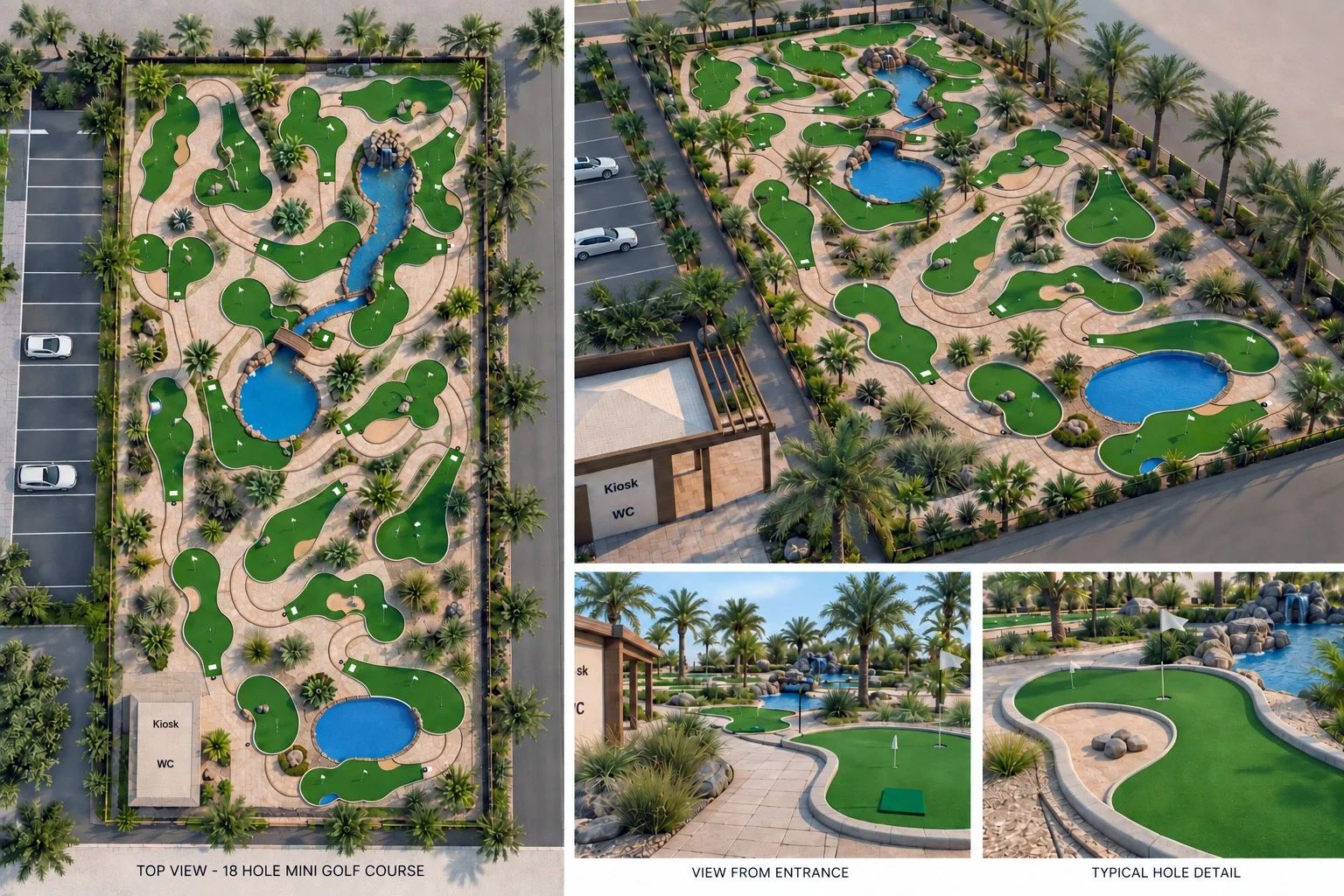 18-hole miniature golf layout and three-dimensional design views